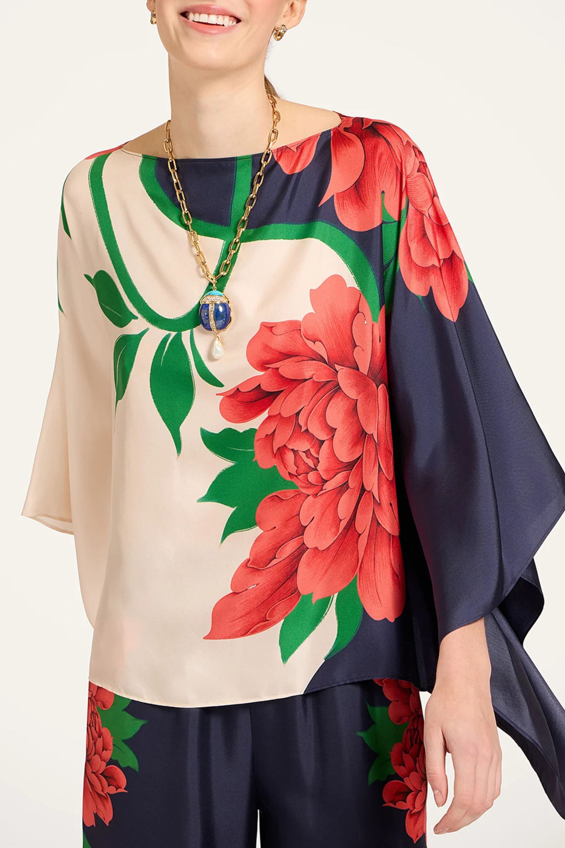 Bluse Foulard in Queen Peony BlueLa Double J - Anita Hass