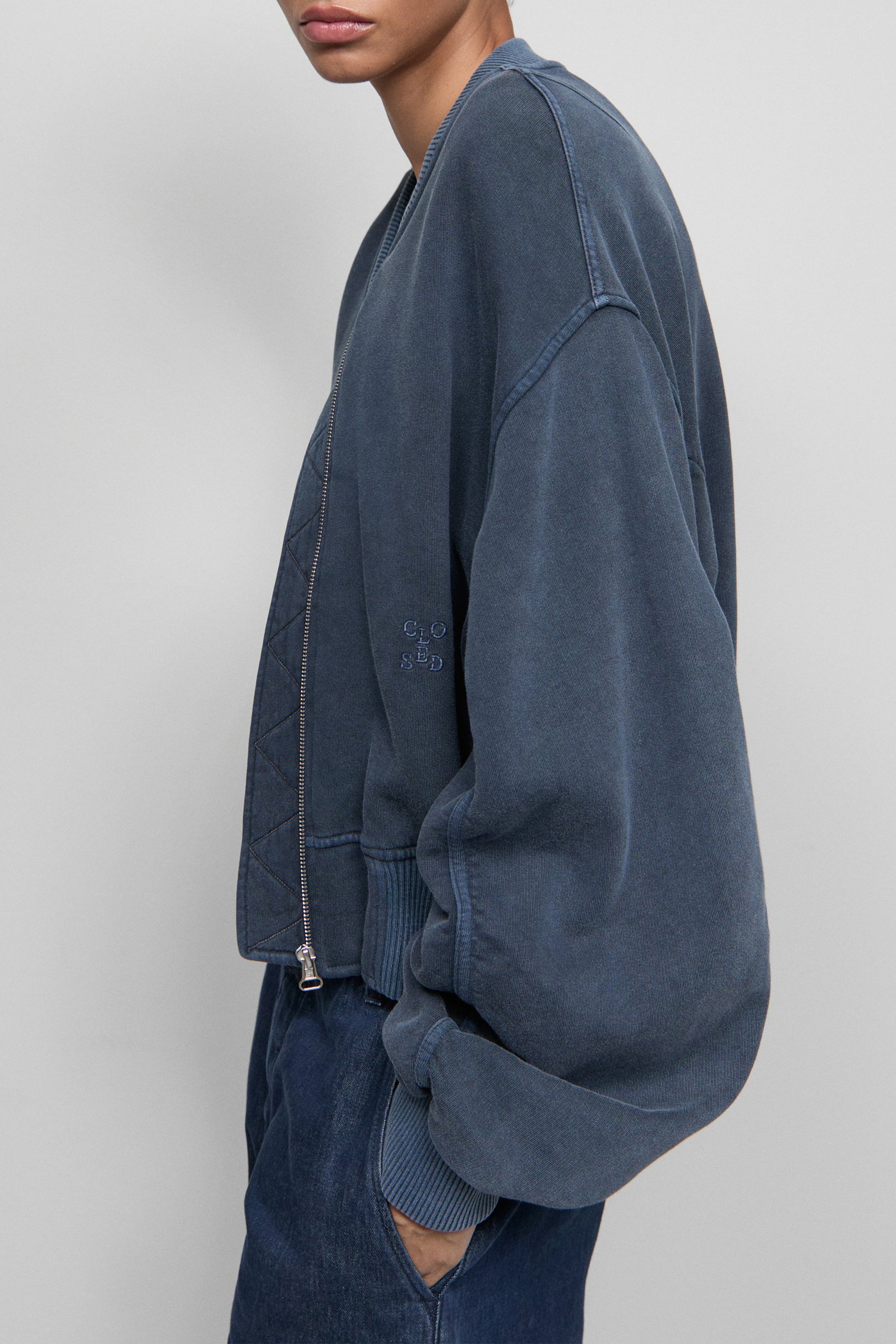 Bomberjacke Jersey in Smoky BlueClosed - Anita Hass