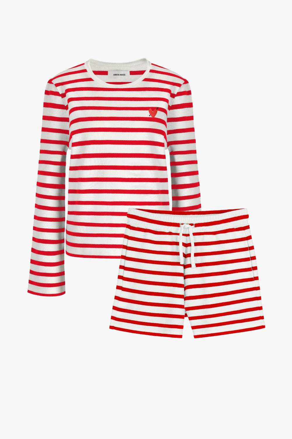 Set a righe “Heart” in rosso/avorio
