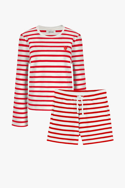Set a righe “Heart” in rosso/avorio