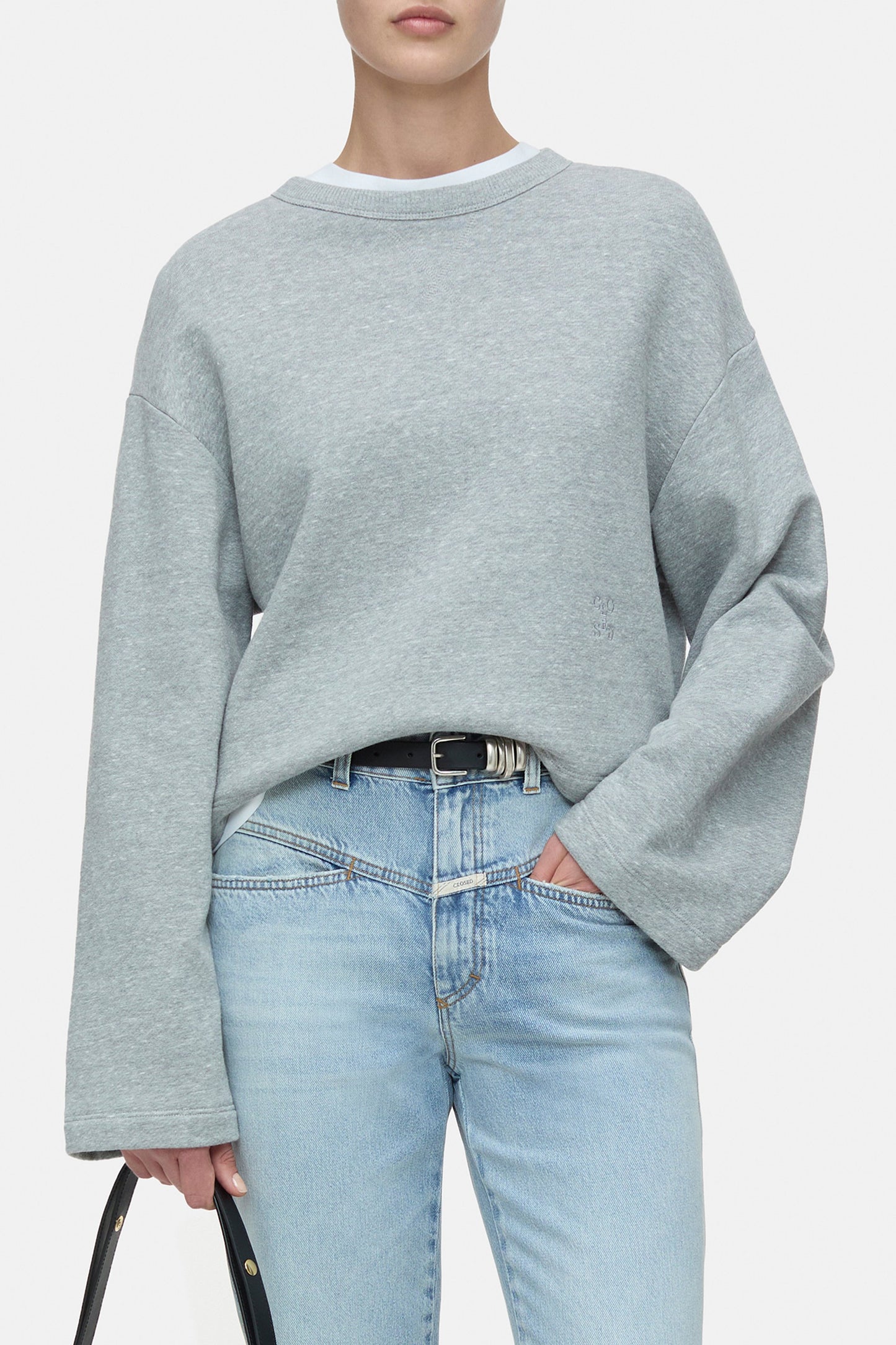 Sweatshirt in Light Grey MelangeClosed - Anita Hass