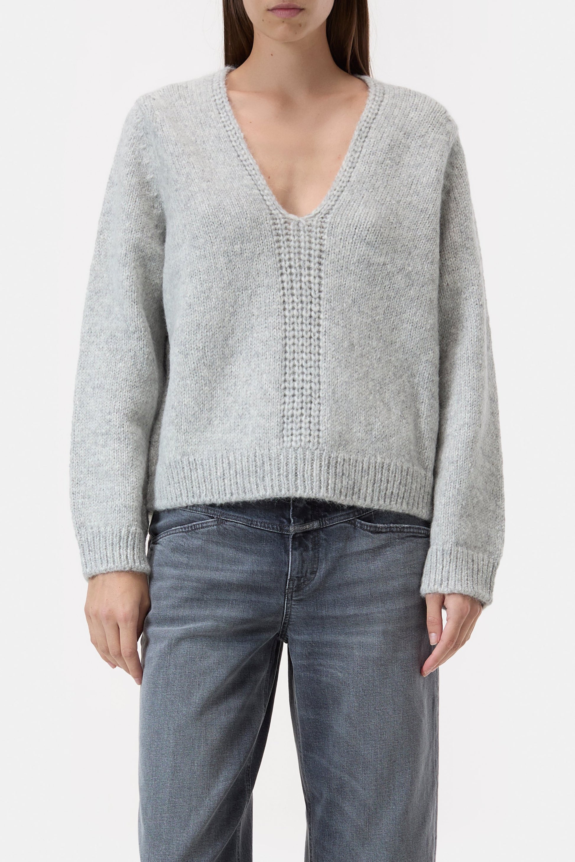 Pullover in Light Grey MelangeClosed - Anita Hass