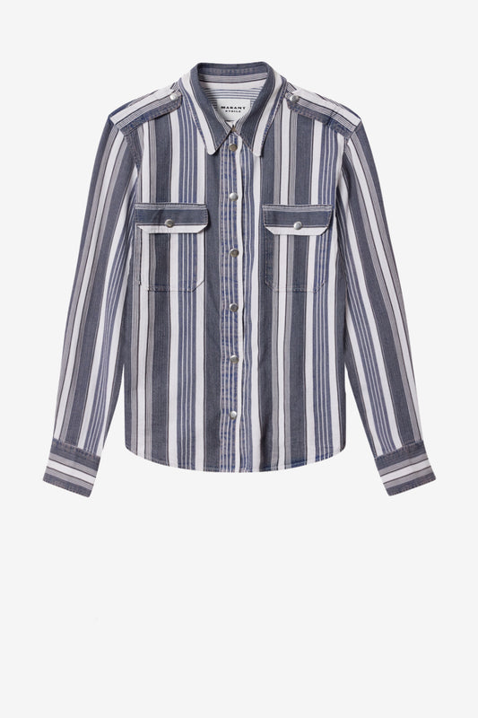 Gelva blouse in denim blue/ecru