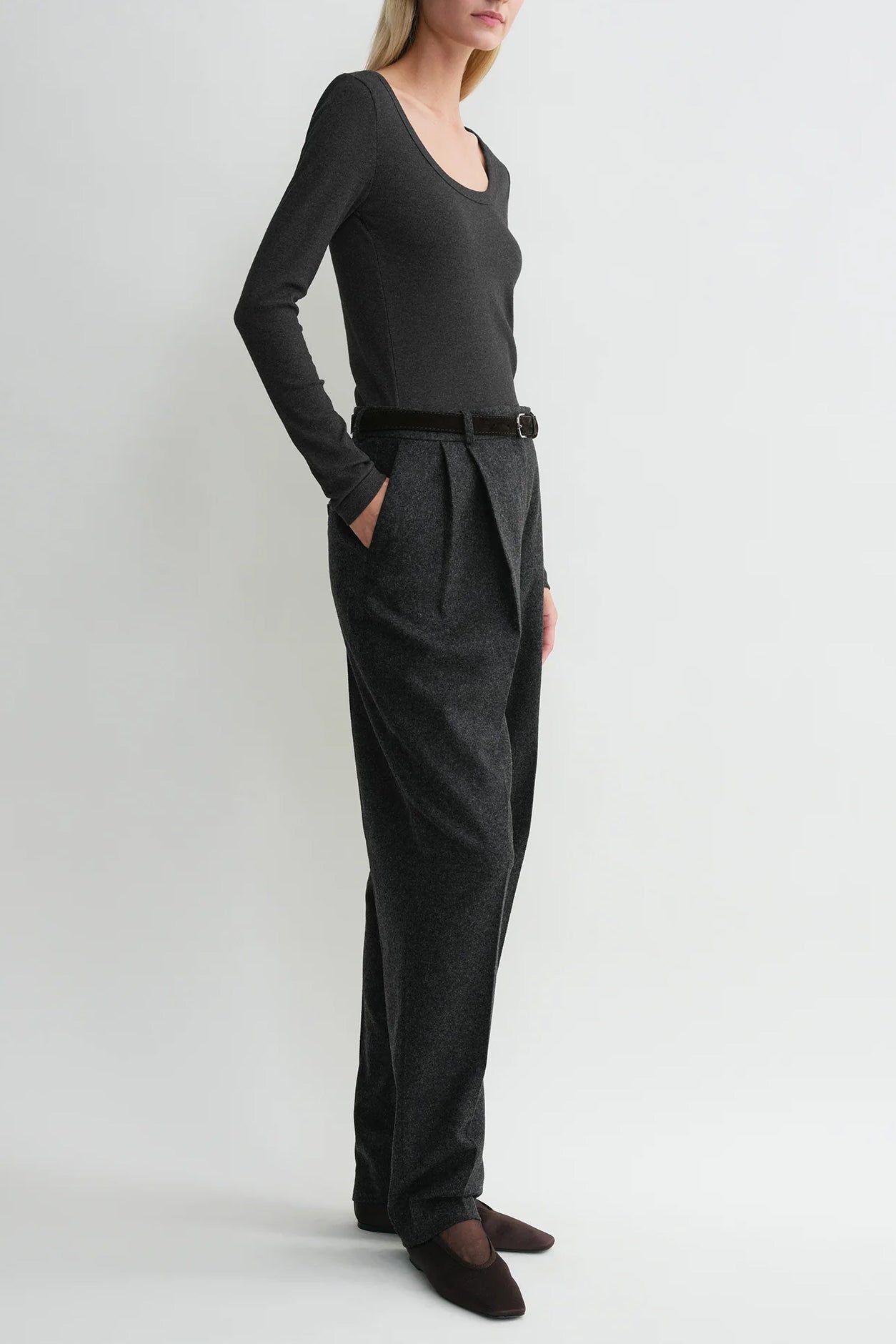 Longsleeve Rib in Charcoal MelangeToteme - Anita Hass