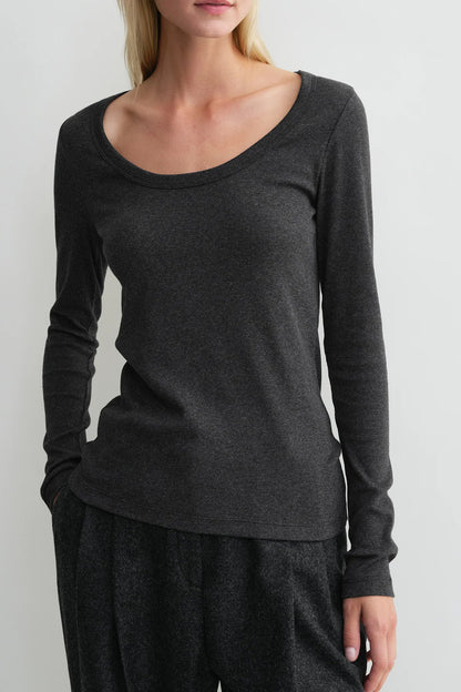 Longsleeve Rib in Charcoal Melange