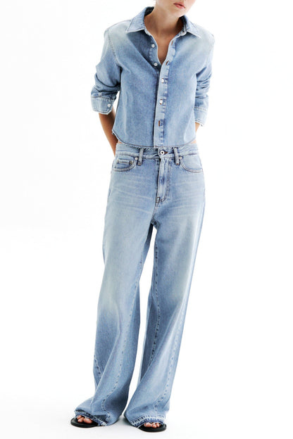 Hira denim blouse in light wash