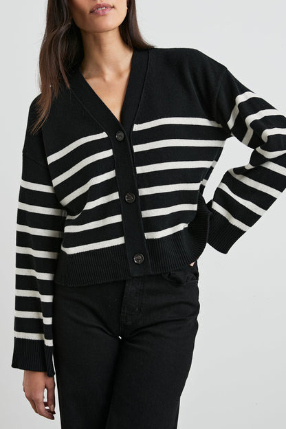 Cardigan Geneva in Schwarz/OatmealRails - Anita Hass