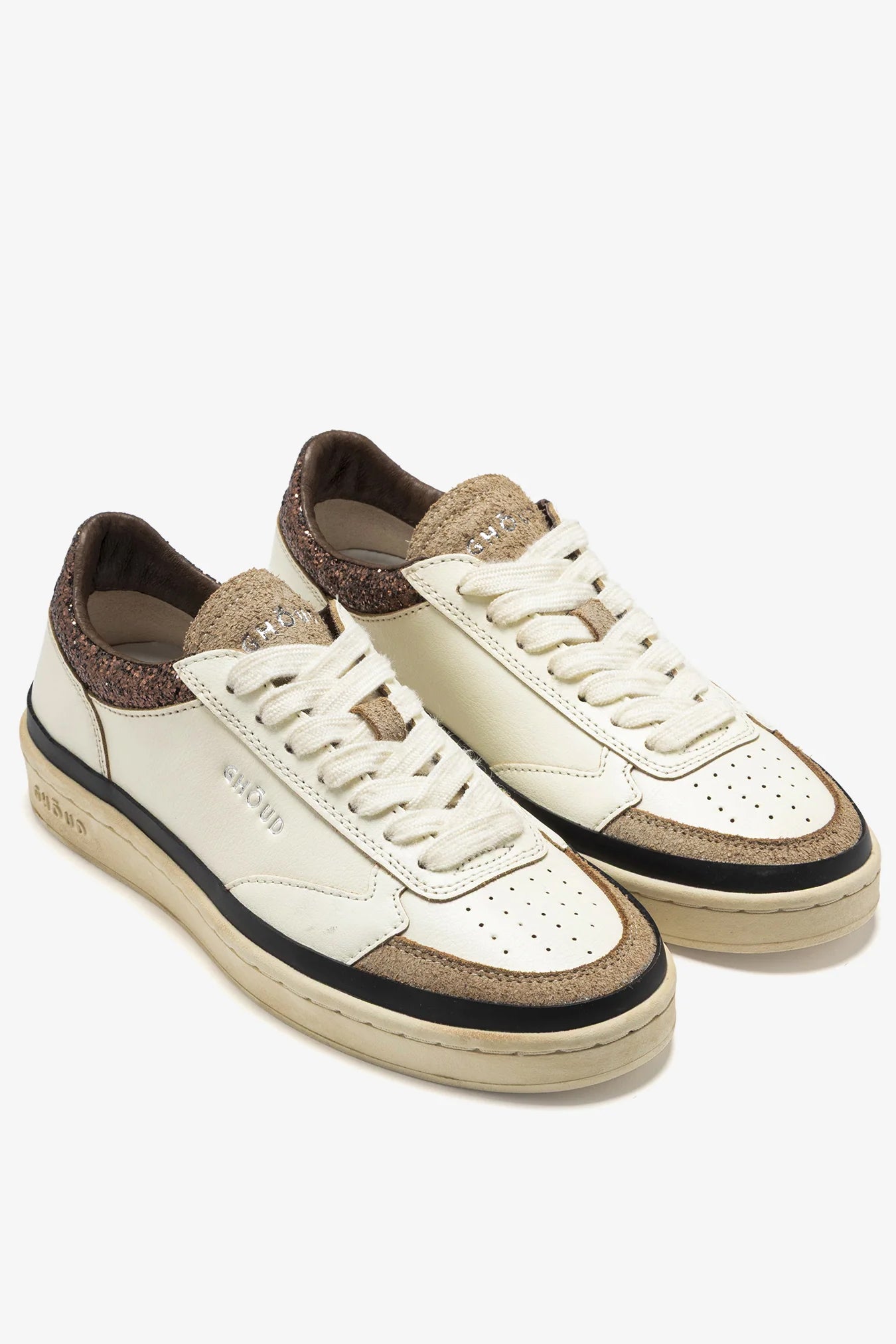 Sneaker Pads in Glitter Brown/Suede MarshmallowGhoud - Anita Hass