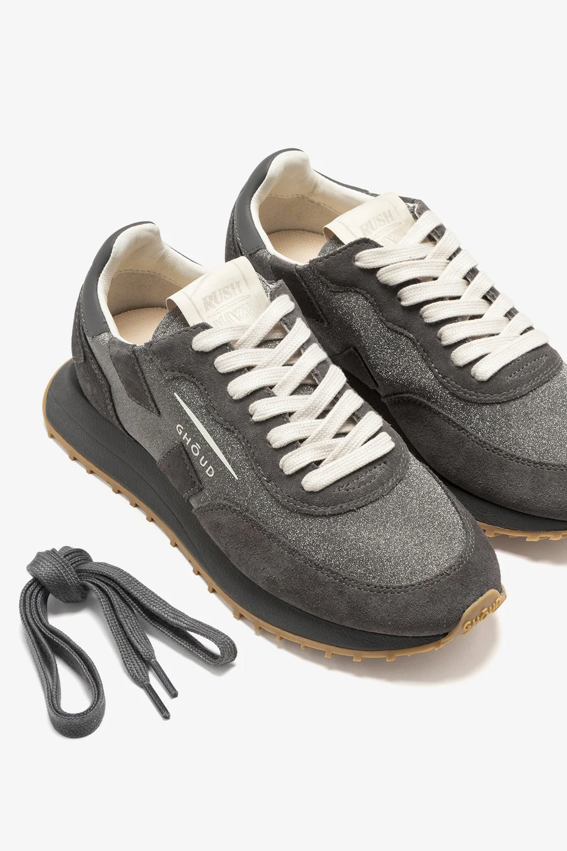 Sneaker Rush Starlight in Glitter Mono/Suede SmokeGhoud - Anita Hass