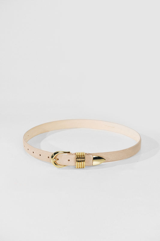 Hollyhock belt in beige suede/gold