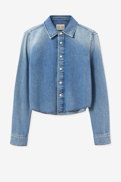 Hira denim blouse in light wash