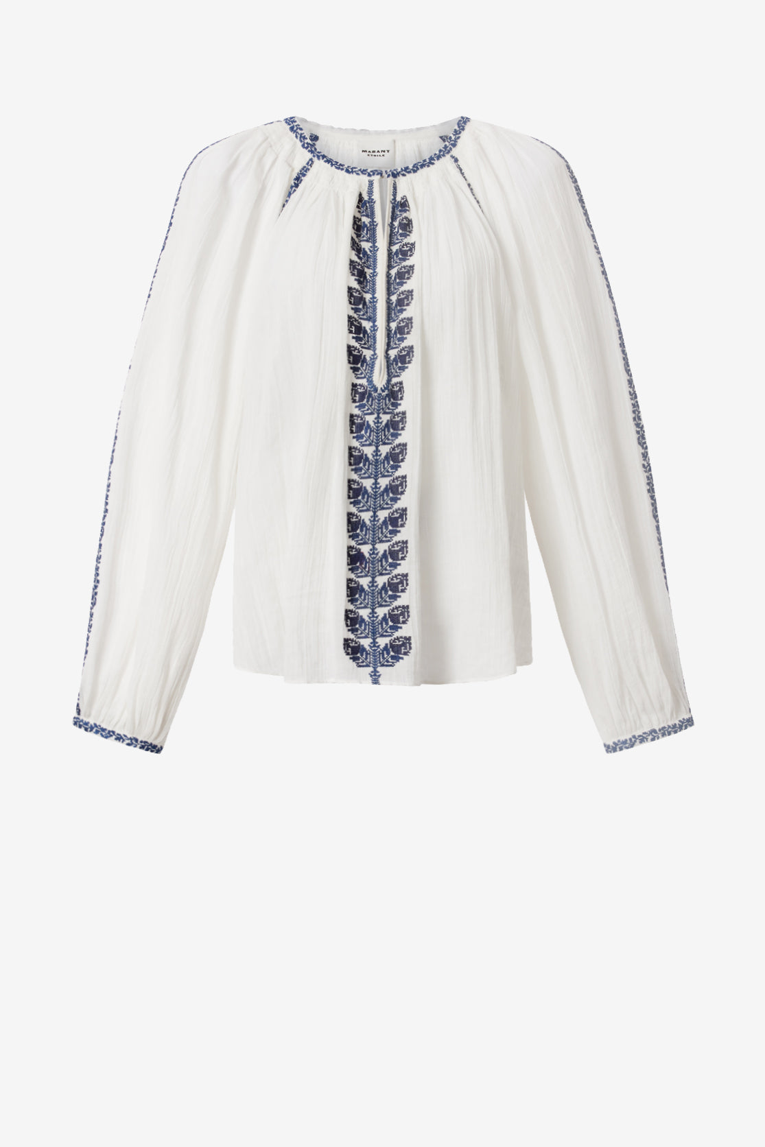 Lena blouse in ecru/blue