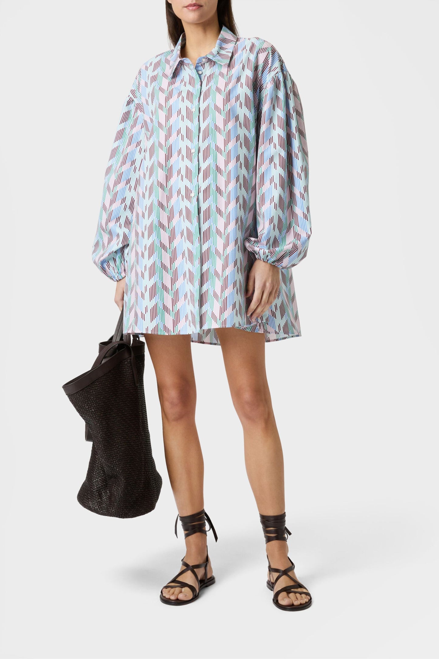 Shirt dress in Multi Stripes