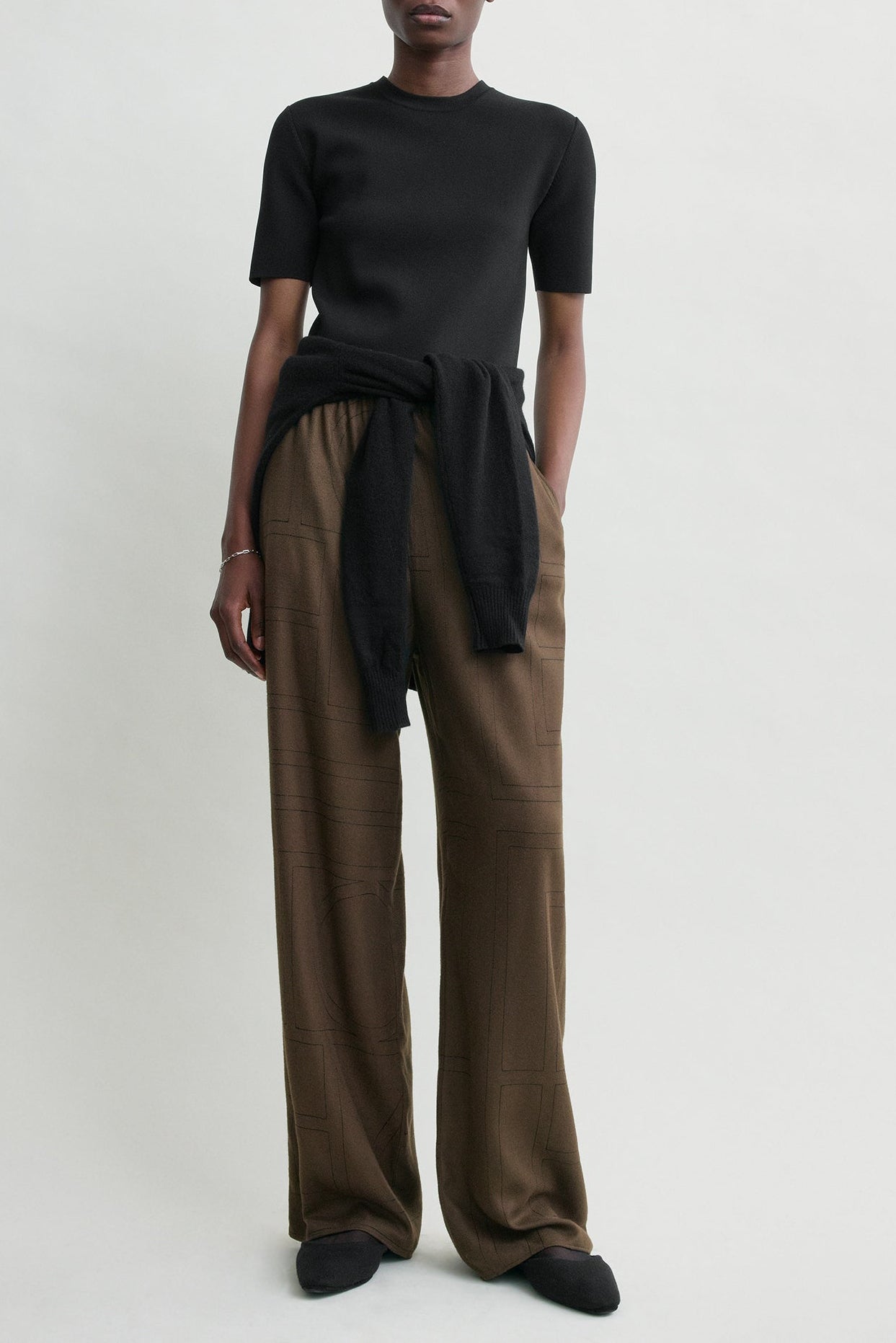 Monogram Flannel trousers in Dark Brown