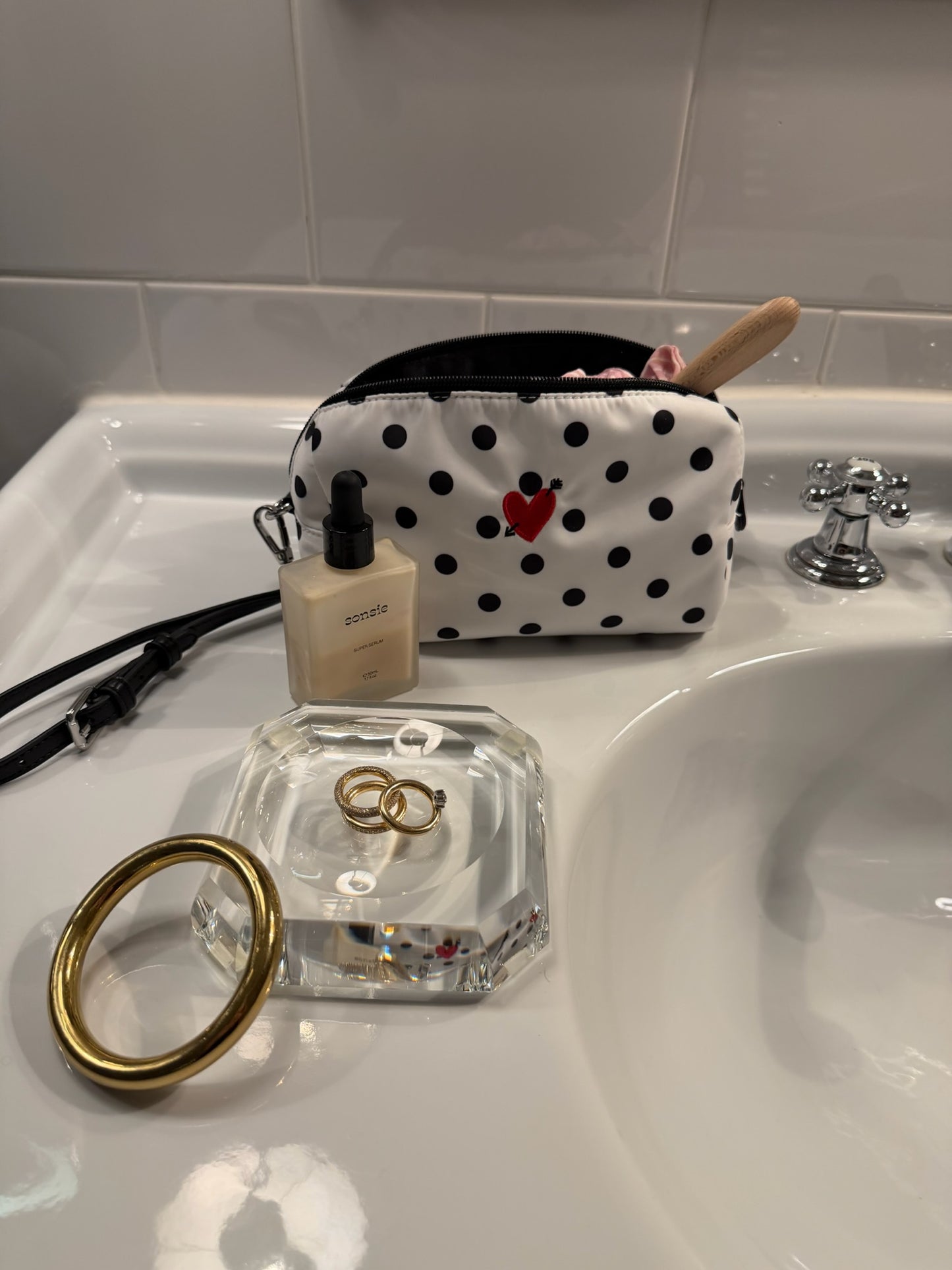 Pouch 'Heart' in Dot Nylon