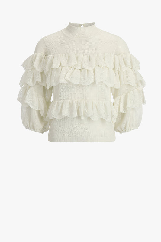 Bluse Corinna Ruffle in Cowrie