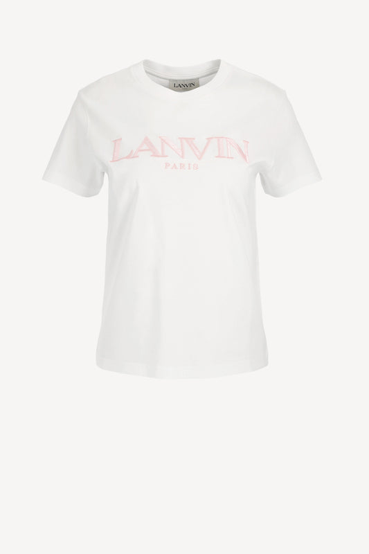 T-Shirt Embroidered Logo in Optic WhiteLanvin - Anita Hass