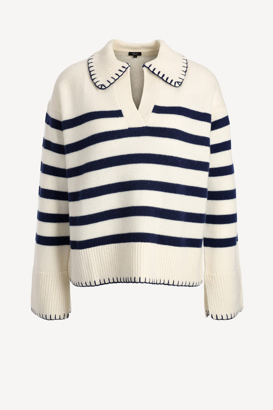Athena sweater in ivory/navy
