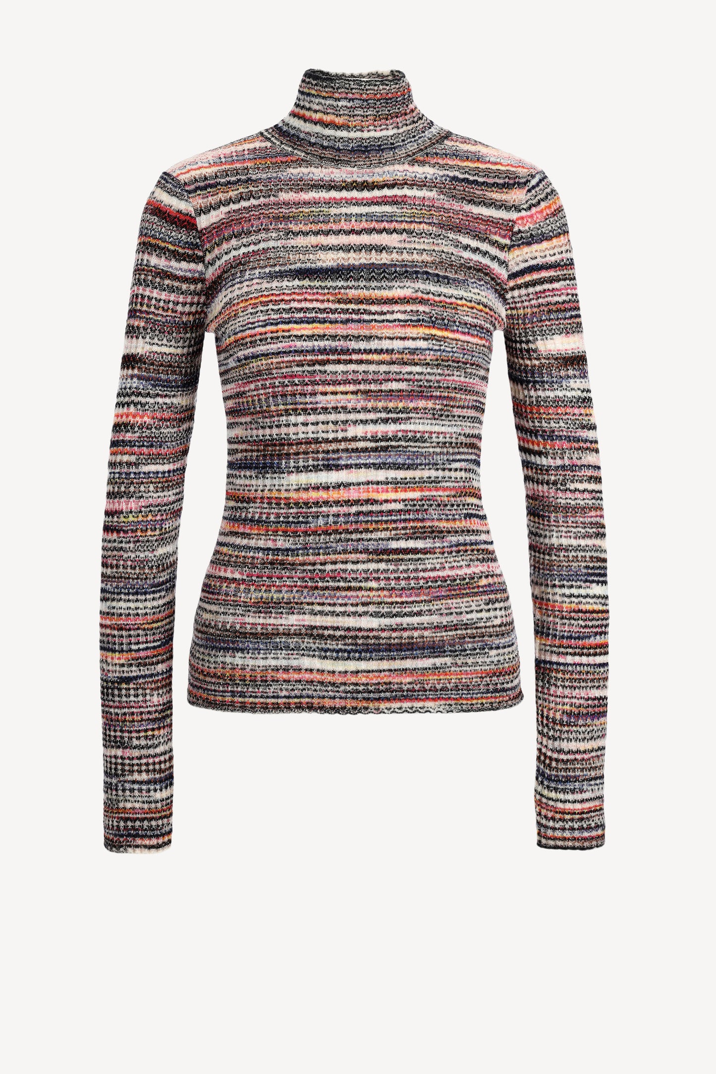 Riped roll collar sweater in Multi