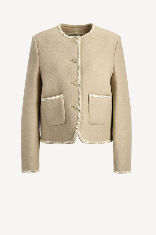 Cream Beige Tweed Jacket