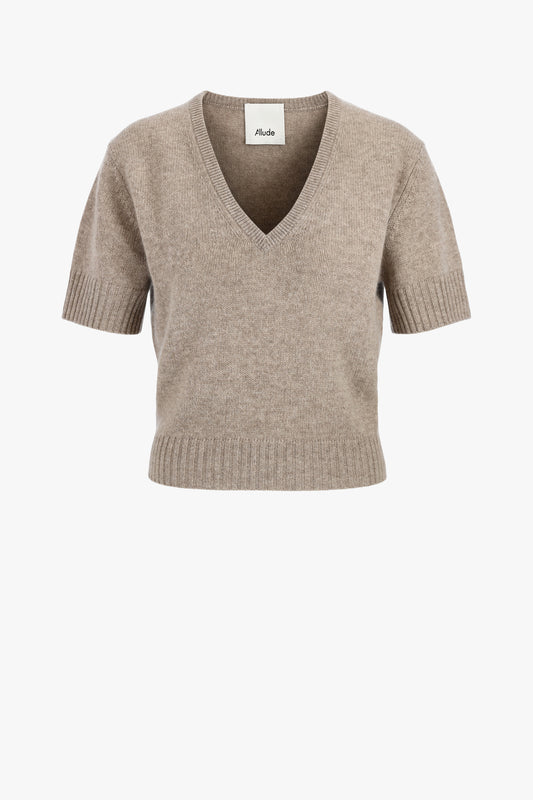 Strickshirt V-Neck in TaupeAllude - Anita Hass