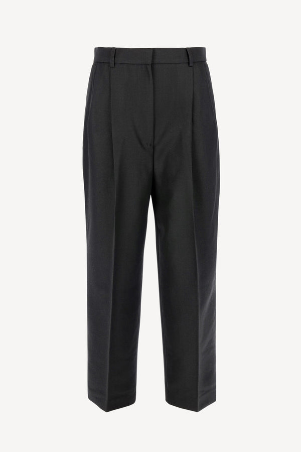 Pants Double-Pleated Crop in Black