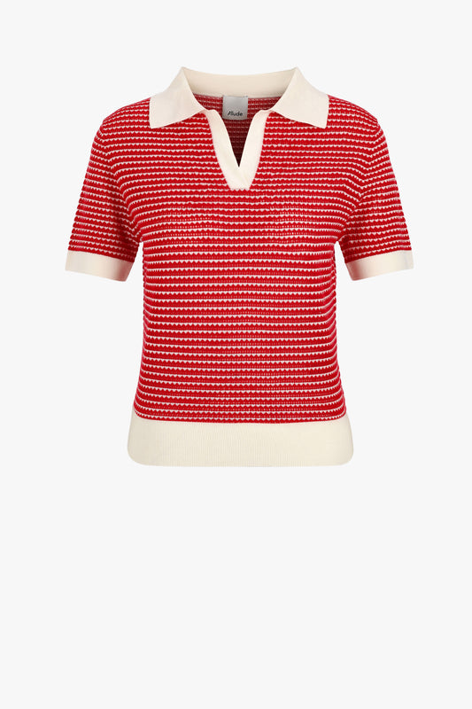 Strickshirt Polo in Rot/IvoryAllude - Anita Hass