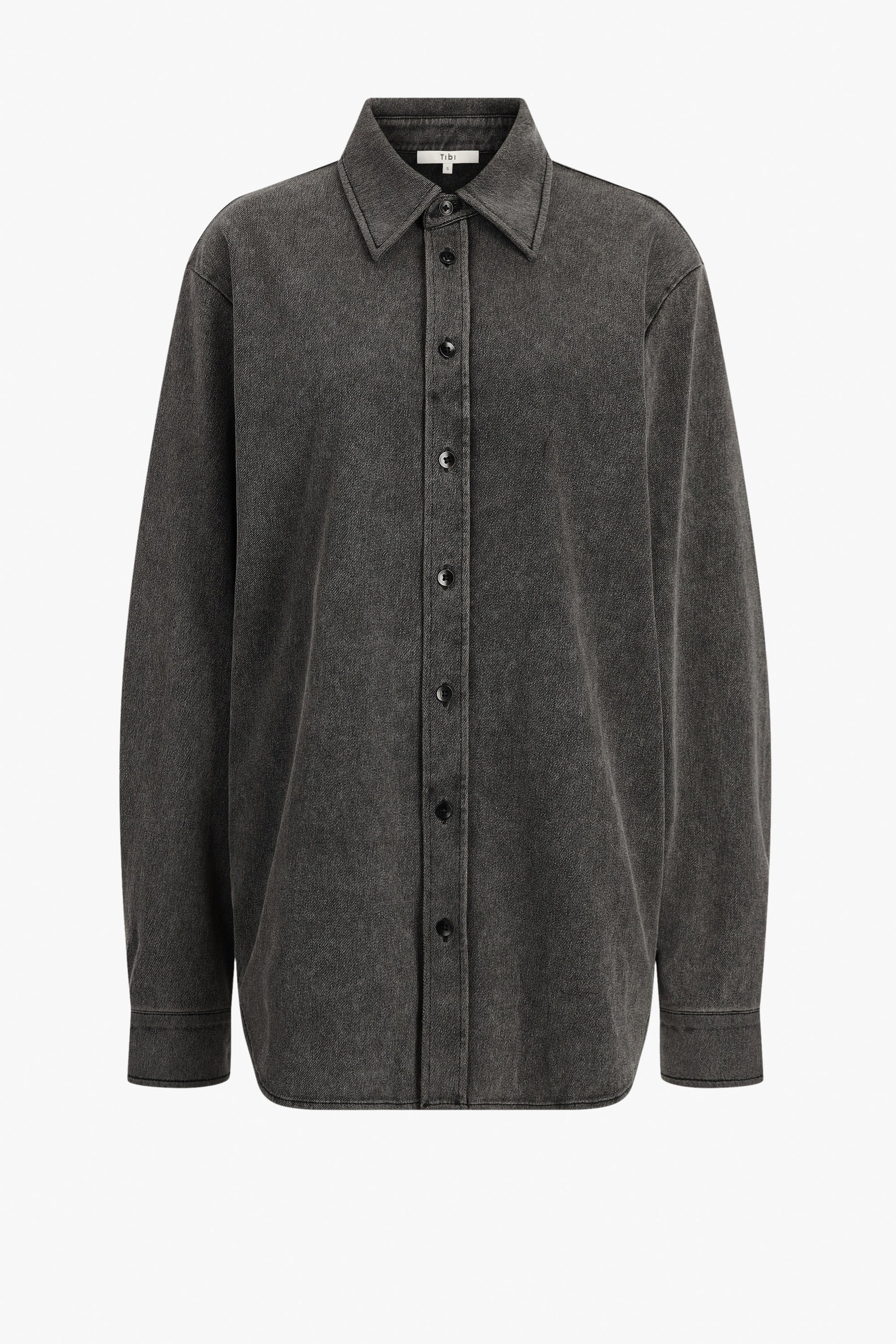 Bluse Easy Stretch Denim in Washed BlackTibi - Anita Hass