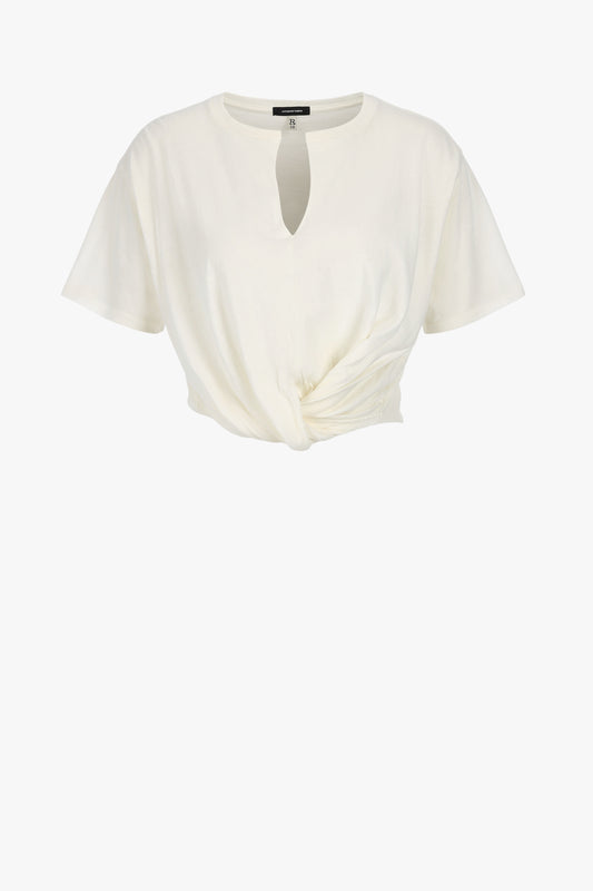 Twisted Front T-shirt in ecru