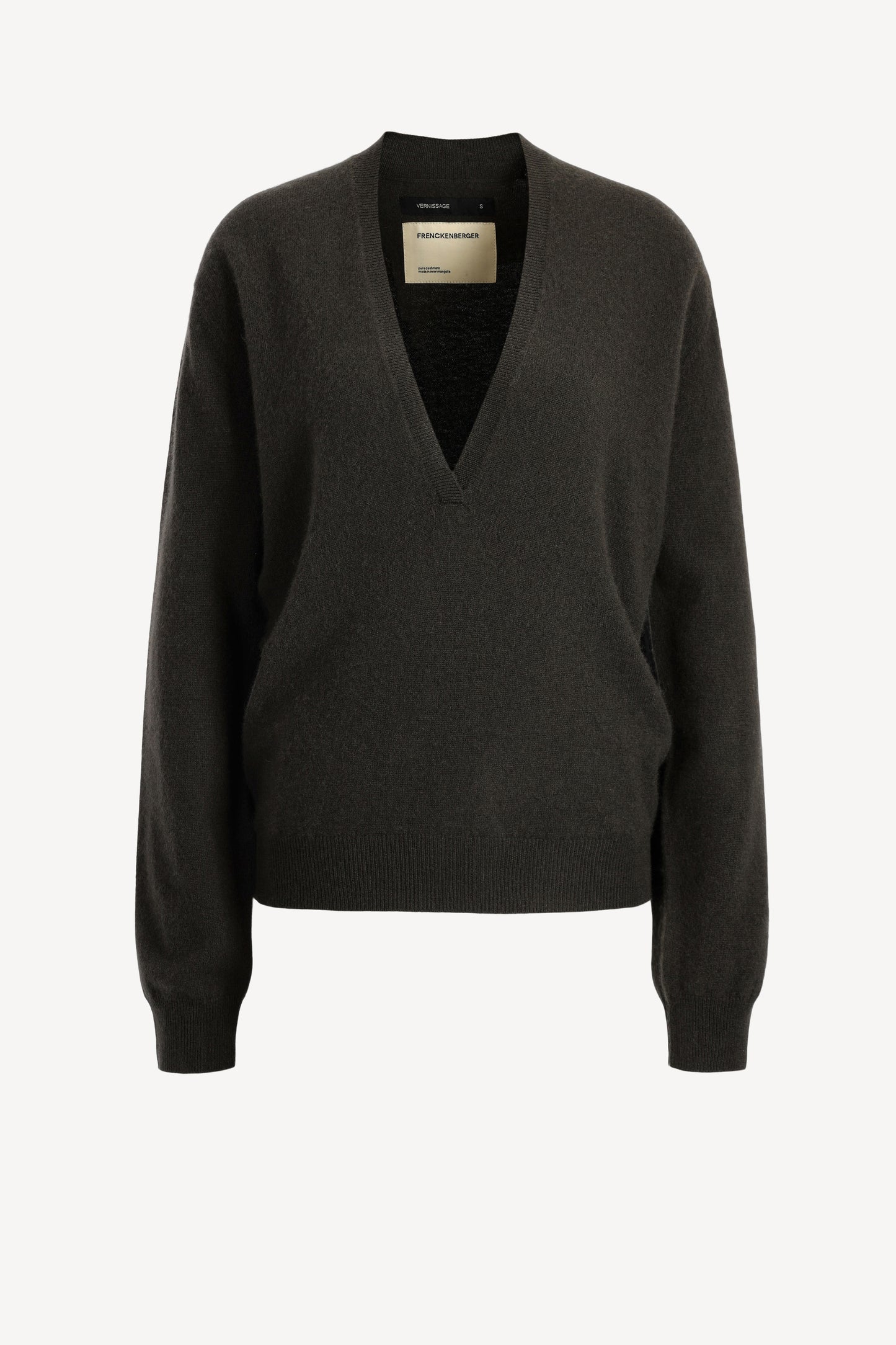 Pullover Mini V-Neck in Black OliveFrenckenberger - Anita Hass