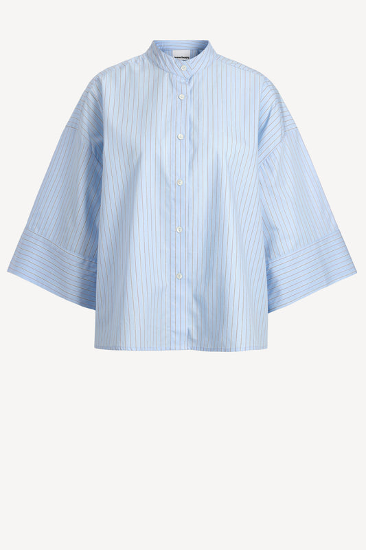 Boxy striped blouse in light blue