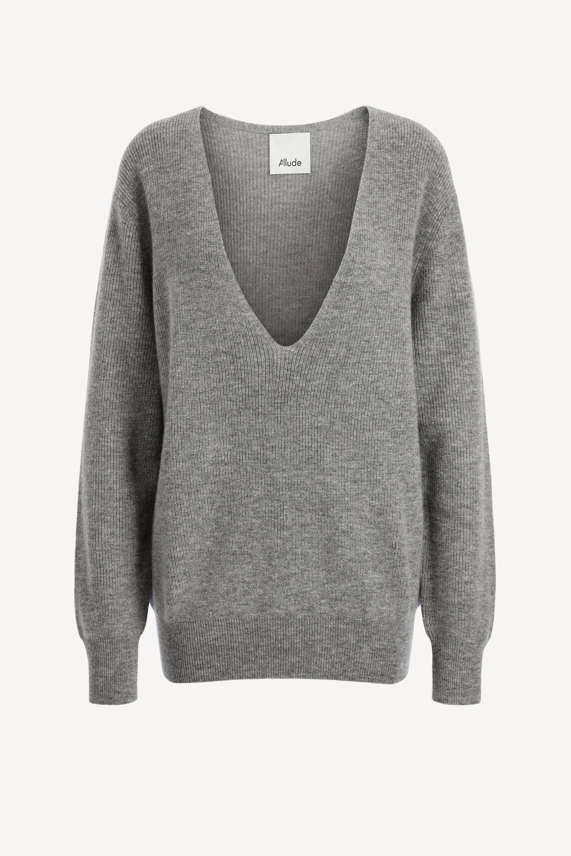 Pullover Deep V in Grey MelangeAllude - Anita Hass