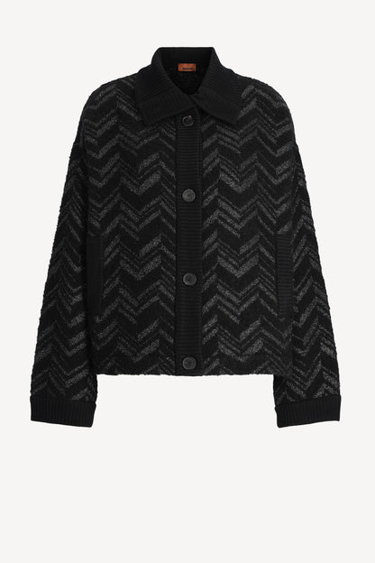 Boucle Cardigan in nero/argento