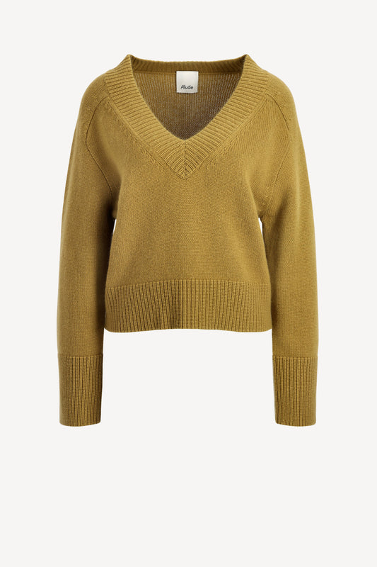 Kaschmirpullover V in OliveAllude - Anita Hass