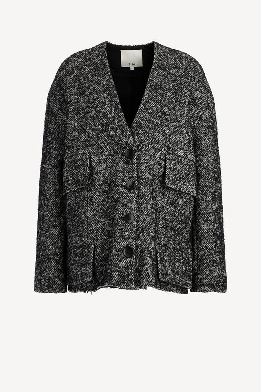 Jacke Boucle Tweed in Schwarz/IvoryTibi - Anita Hass