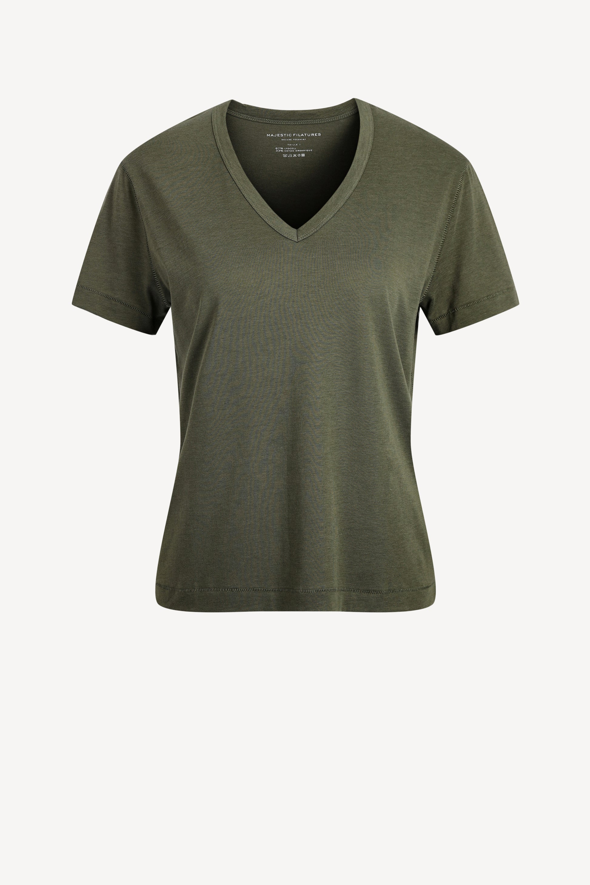 T-Shirt V-Neck in Kaki ArmyMajestic Filatures - Anita Hass