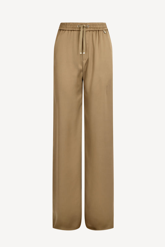 Casual satin trousers in sand