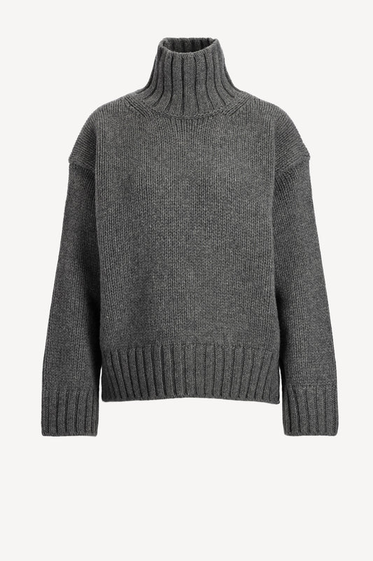 Rollkragenpullover in Dark Grey MelangeClosed - Anita Hass