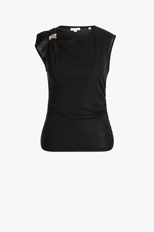 Top drape brooch in black