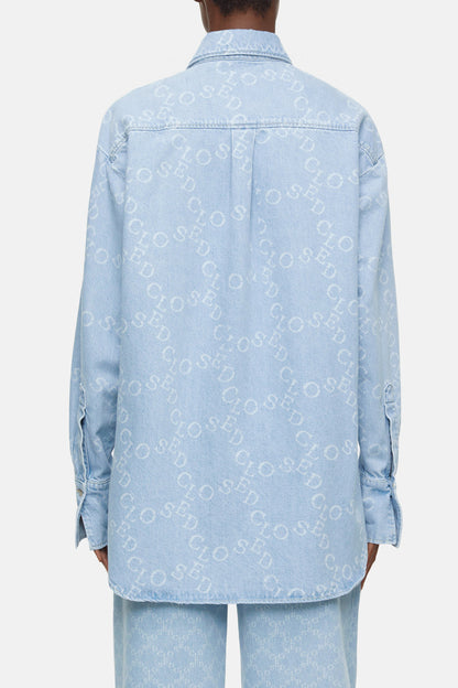 Jeansbluse Print in Light BlueClosed - Anita Hass