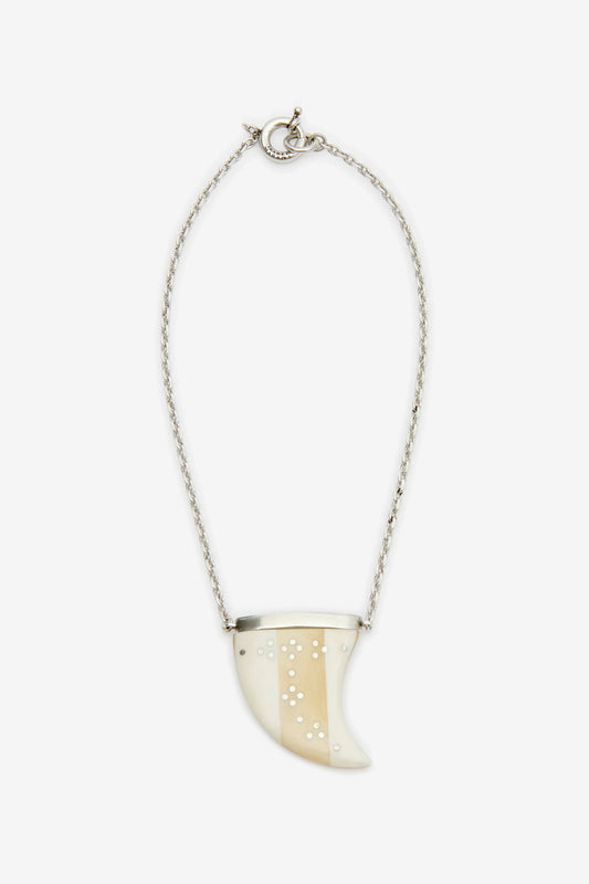 Ellen halsketting in ecru/zilver
