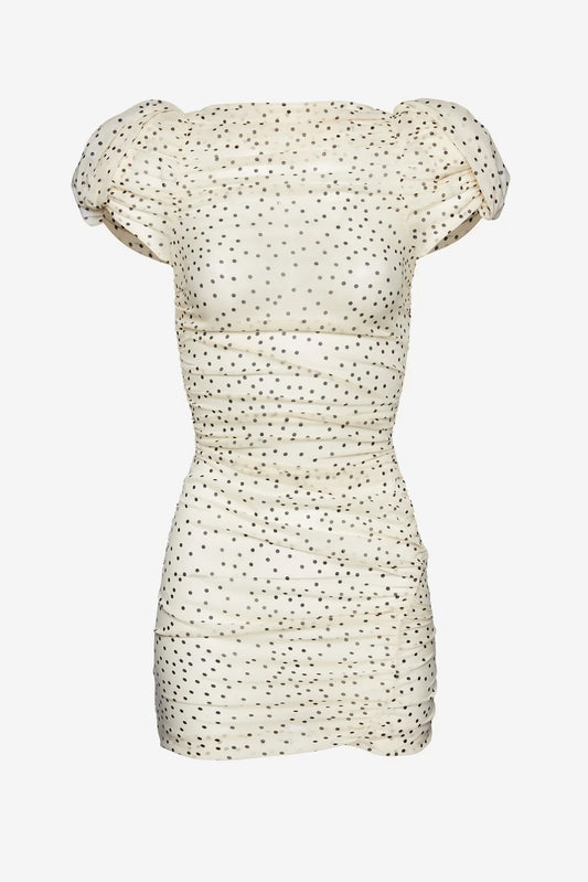 Kleid Puff Sleeve in Cream Dots