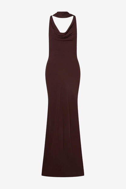 Vida Cowl dress in espresso