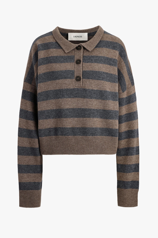 Strickpolo Celia in Taupe/AnthrazitLadneri - Anita Hass