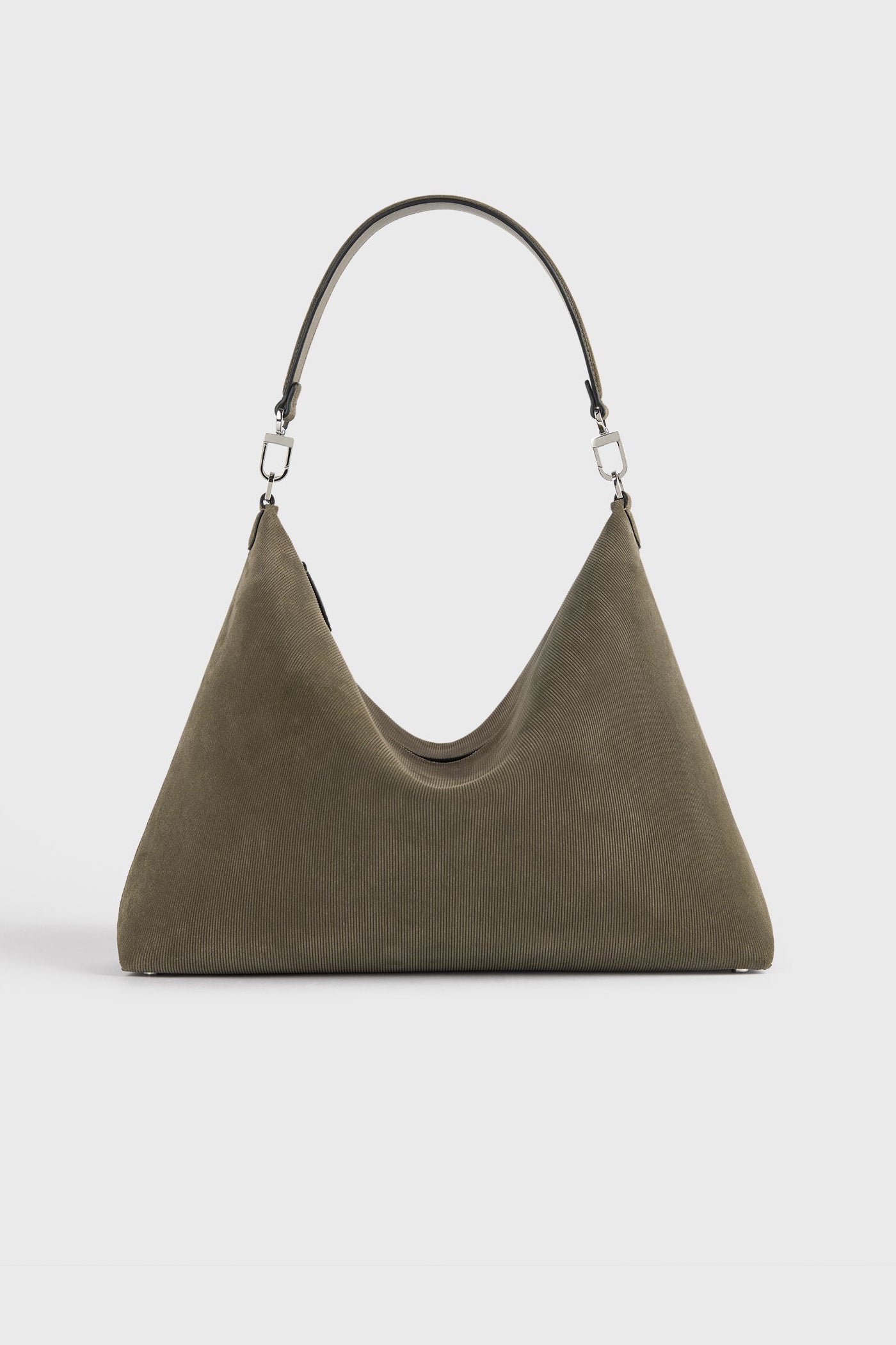 Borsa in velluto a coste Bevel in camoscio taupe scuro
