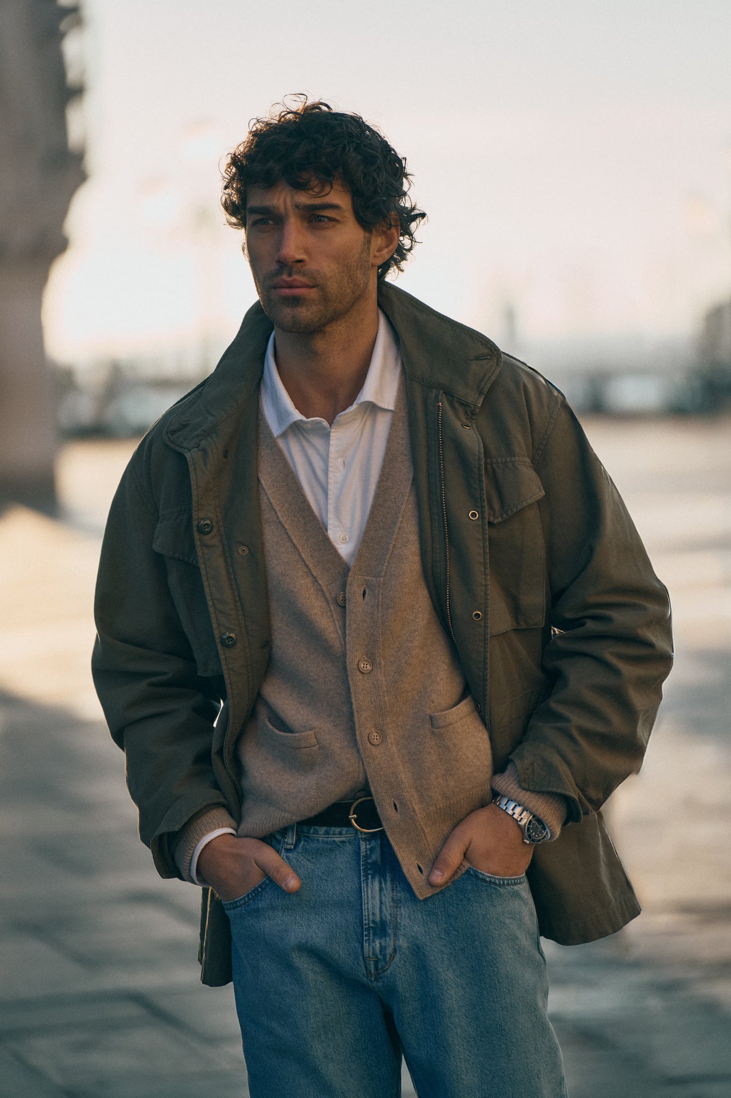 Cardigan Jimmy in Taupe Melange