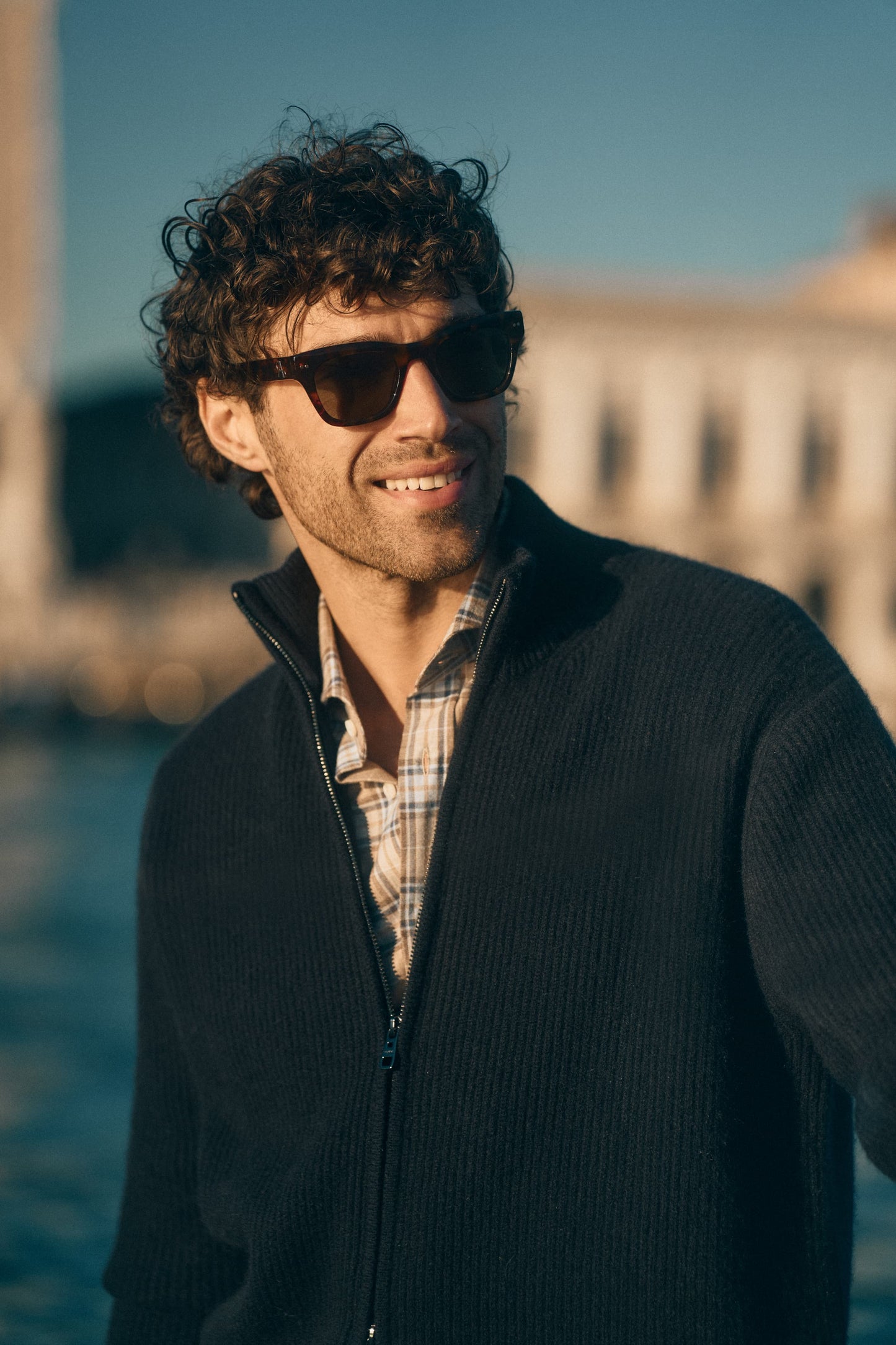 海军蓝 Paulie 开襟羊毛衫