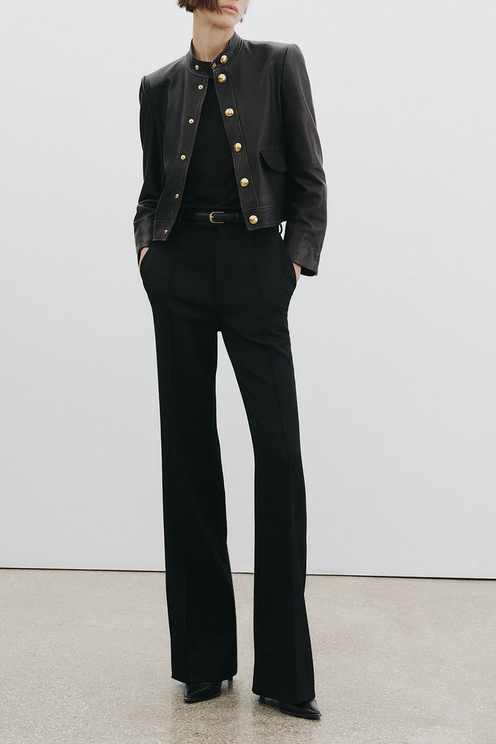 Hadley Cropped leather jacket in black