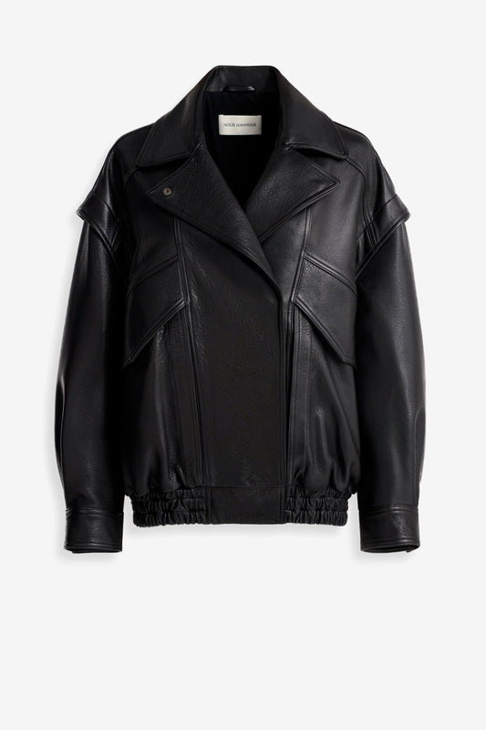 Chaqueta de piel Micah en negro