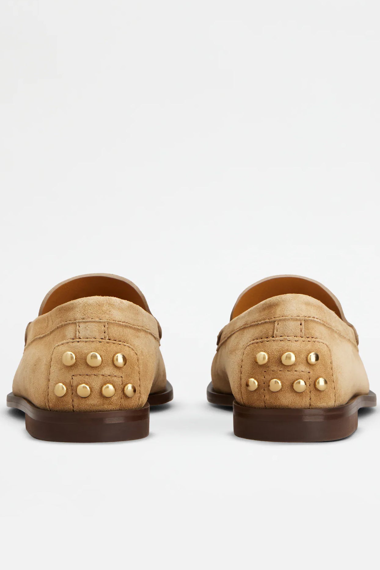 Loafer Golden Studs in Beige Suede